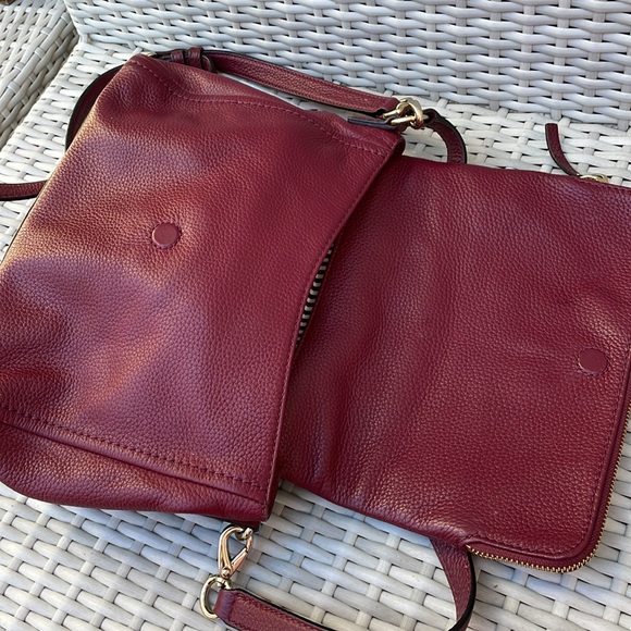 Kate Spade "Carlson" Burgundy Pebbled Leather 2 Way Handbag - Picture 6 of 13